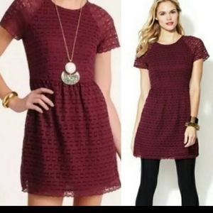 Free people candy woven lace dress. Burgundy size 4